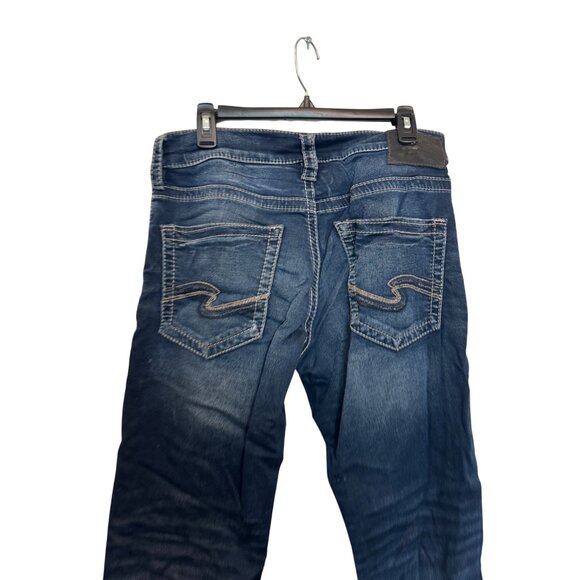 Silver Jeans Co Zac Mens Jeans W30 L32 Straight Fit Blue Mid Wash Stretch Denim - Picture 7 of 7